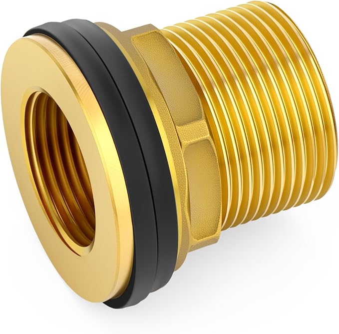 Brass Water Tank Connector Bulkhead Tank Fitting, 1" NPT Female 1-1/4" NPT Male, with Rubber Ring, for water towers/water inlet/outlet/various pipes/fittings,etc.