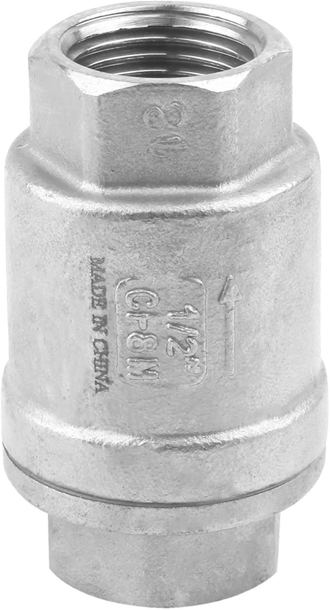 1/2 Inch Vertical Check Valve SUS304 Spring Loaded Check Valve in-line Low Cracking Pressure CF8M WOG 1000