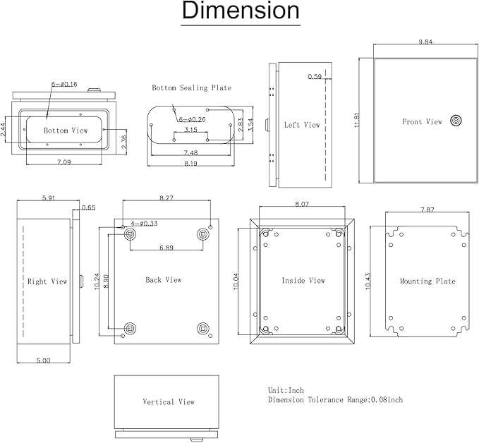 VEVOR NEMA Steel Enclosure, 12 x 10 x 6'' NEMA 4X Steel Electrical Box, IP66 Waterproof & Dustproof, Outdoor/Indoor Electrical Junction Box, with Mounting Plate