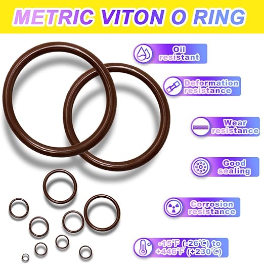 KEZE 386 Pcs Metric Viton O Ring Assortment Kit 75A Durometer 30 Sizes Brown O-Ring Set for Industrial Pressure Washer,Industrial Plumbing,Hydraulic & Cylinders Repairs with 4 Pcs Pick and Hook Set