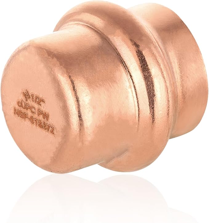 70-Pack HeSun Copper Press End Cap(Plug), 1/2" Pressure Fittings, Press Fit for Copper Tube Connection(PRESS020-70)
