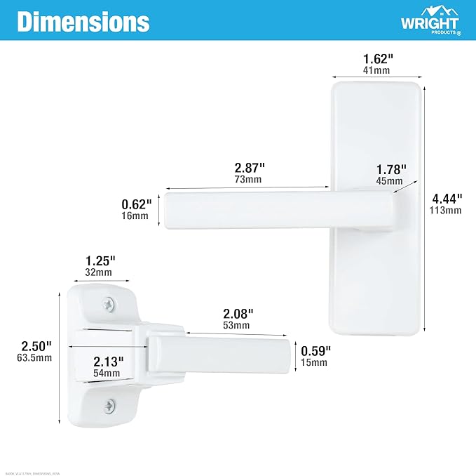 Wright Products Contemporary Lever Latch with No Lock Out Feature, Surface Mount Storm Door Handle for Metal and Wood Doors, Easy Installation, Durable Replacement Latch, White