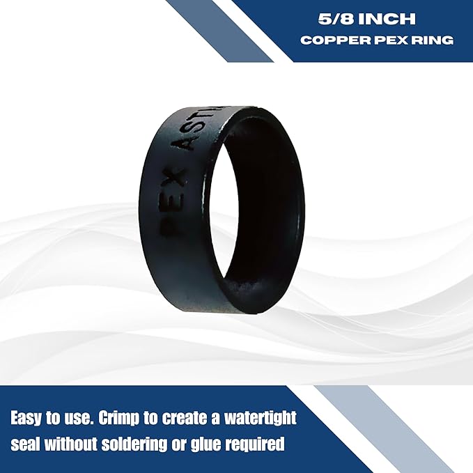 XFITTING 5/8 Inch Copper Pex Ring Black Oxidized Surface, 100 Pieces