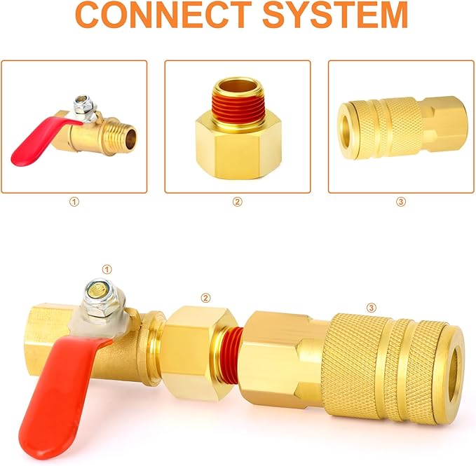 GASHER 5PCS Brass Pipe Fitting, Reducer Adapter, 3/8" Female x 1/8" Male Pipe With Sealant