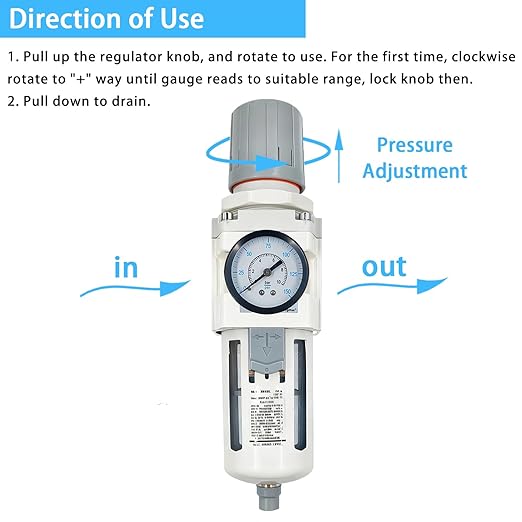 XingNEeng 3/8" NPT Compressed Air Filter Regulator Lubricator Combo, Water/Oil Trap Separator, Gauge(0-150 psi), Semi-Auto Drain, Poly Bowl, 5 Micron Brass Element, Bracket, for Pneumatic Systems