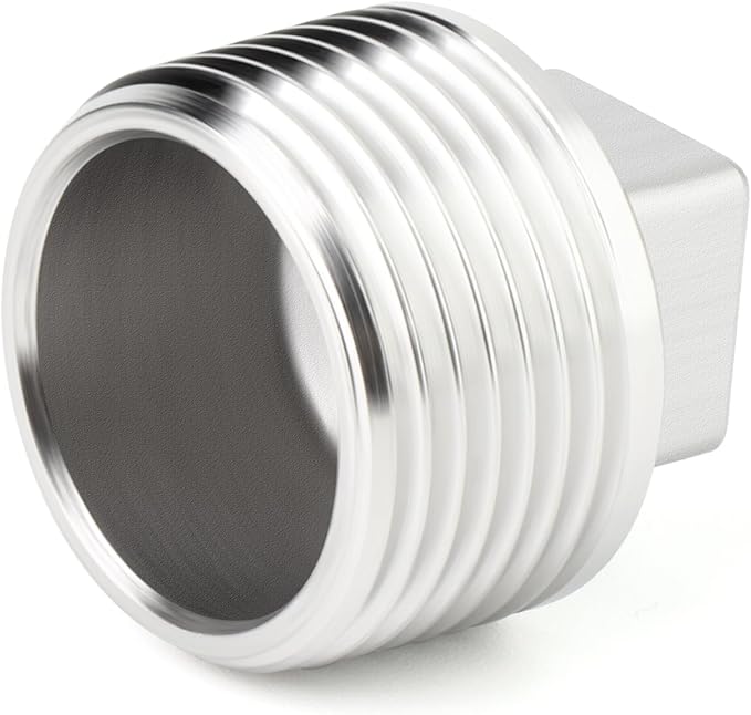 TAISHER 5PCS 304 Stainless Steel Outer Square Thread Socket Pipe Plug Fitting 1/2" NPT Male