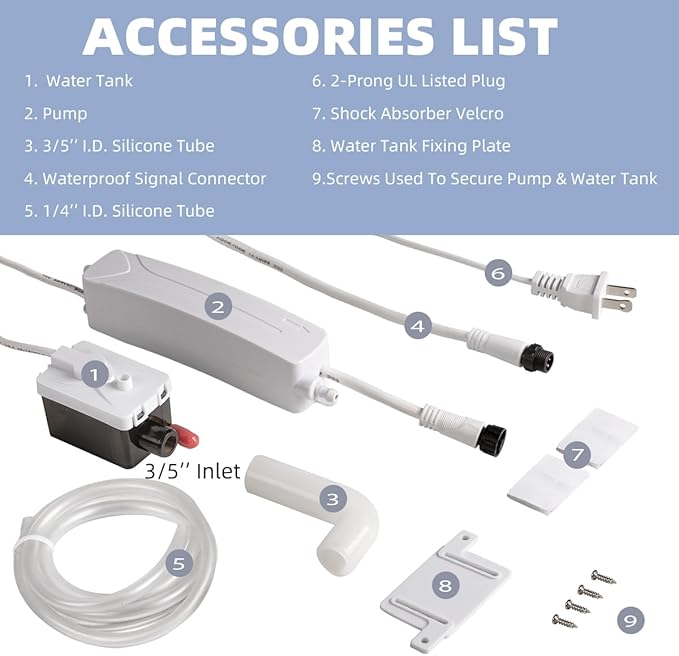 66 FT 10.6 GPH Mini Split HVAC Condensate Pump, 115V/230V w/Automatic Safety Switch, AC Condensation Removal for Air Conditioner System, Furnace, Dehumidifier, Ice Maker