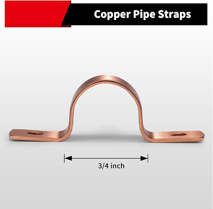 Plumbing Copper Pipe Straps, 30-Pcs 3/4 inch 2-Hole Pipe Clamp Mount Support