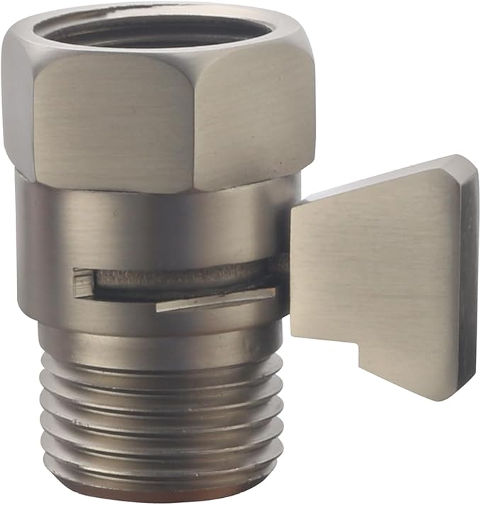 Brass Shut Off Valve, Shower Flow Control Valve, G1/2 Shower Water Pressure Regulator, Water Flow Control Valves for Handheld Shower Head, Brushed Nickel