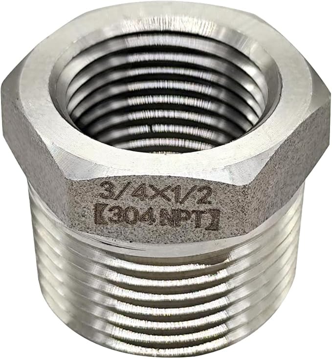 Beduan Stainless Steel Reducer Hex Bushing, 3/4" Male NPT to 1/2" Female NPT, Reducing Cast Pipe Adapter Fitting