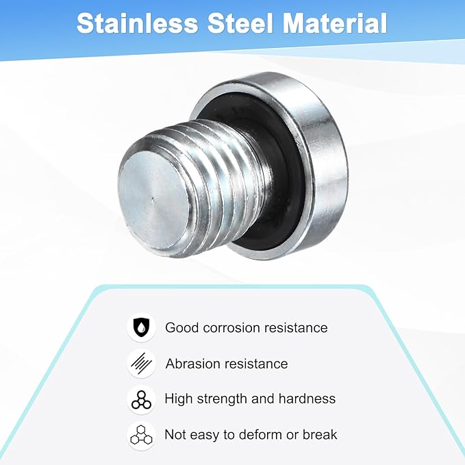 1-Pack M12x1.5mm Inner Hex Head Pipe Fitting Plug, Carbon Steel Sensor Socket Plug with Seal O-Ring for Terminate Pipe Ends/High Pressure Washer, Sealing Screw