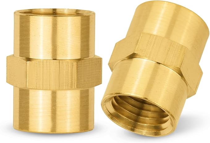 200-PCs HeSun Brass Pipe Fitting, 1/4" NPT Female x 1/4" NPT Female Hex Pipe Adapter