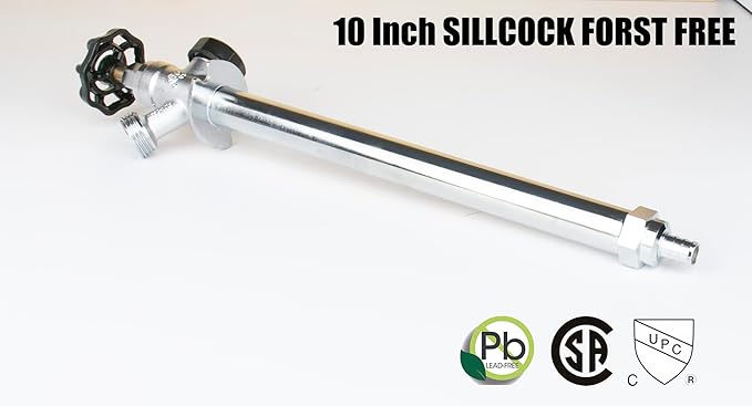 WHK 10 Inch Frost Anti-Siphon Sillcock 1/2 Inch PEX B X 3/4 Inch Hose Bibb,Frost Proof Outdoor Faucet Bib with Vacuum Breaker-Frost Free Spigot PEX Crimp Connection(Brass)