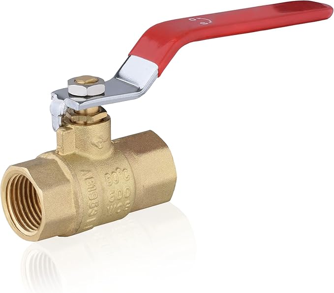20-Pack HeSun 3/4 Inch FIP Threaded Ball Valve, Brass Full Port Shut-off Valve,3/4" Female NPT x 3/4" Female NPT, 600 WOG (Water, Oil and Gas),Red(VALVE229-20)
