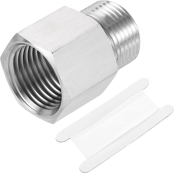 uxcell Pipe Fitting Reducing Adapter, M20 Male x 1/2" NPT Female 304 Stainless Steel Reducer Connectors for Water Oil Air Pressure Gauge, Silver