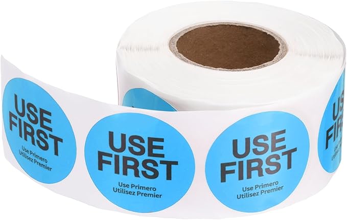 PATIKIL 500 Pcs USE First Stickers, 2 inch Round Use First Stickers Food Service Circle Inventory Control Adhesive Labels for Food Service Kitchen Restaurants Retail Storage Date, Blue