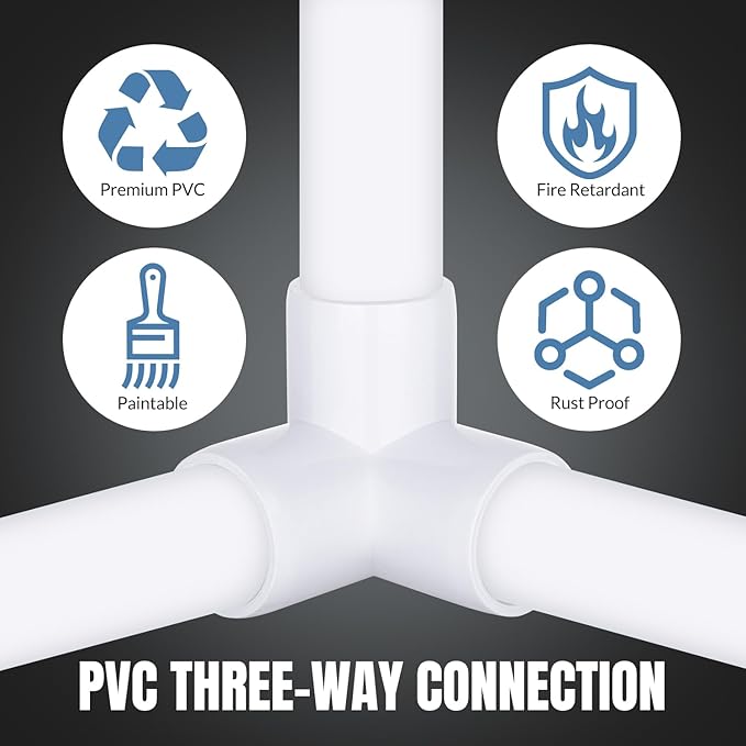 20-Pack 3 Way PVC Fittings 1/2 Inch, Furniture Grade PVC Pipe Connector Elbow for All DIY Structure and Frames