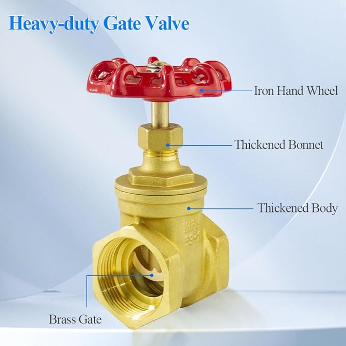 WiseWater 2" NPT Brass Gate Valve, Rotating Sluice Valve Two-way Flow Manual Rotary Sluice Valve for Mechanical Equipment Industaril Household Use (DN50)