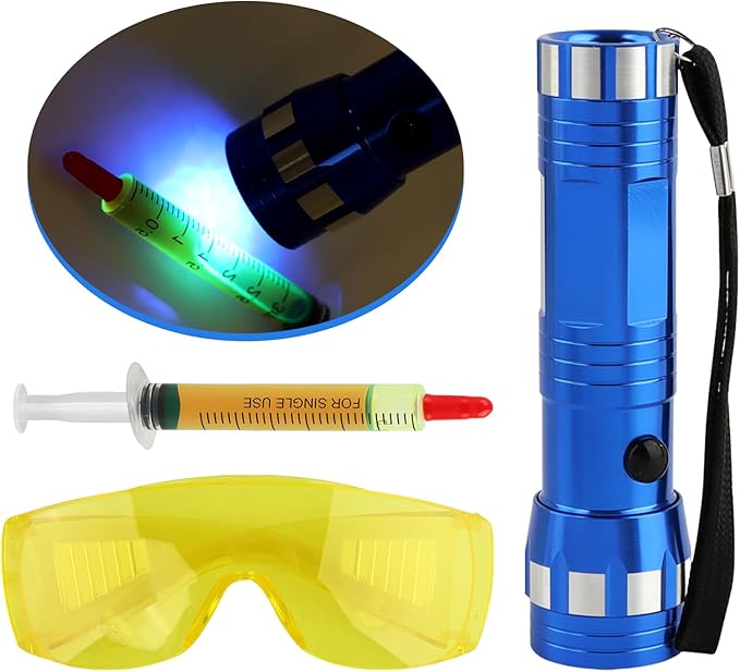 Leak Detector Kit, Air Conditioner Leak Detector Tool, AC Leak Detector Kit,Auto Air Conditioner Leak Detection Kit UV Oil Dye Leak Detection Kit
