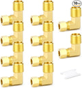GASHER 10PCS Brass 90 Degree Elbow Compression Tube Pipe Fitting Connector, 1/8" Tube OD x 1/4" NPT Male Connector