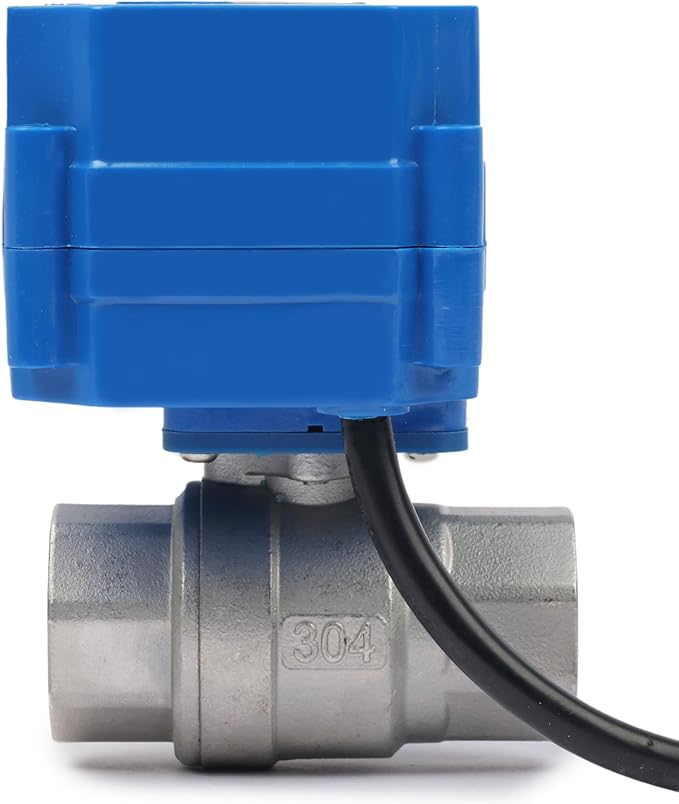U.S. Solid 3/4" NPT 2-Way Motorized Ball Valve with US Plug 110VAC 304 Stainless Steel Electrical Ball Valve, Auto Return, Normally Closed, IP65, NSF Certified