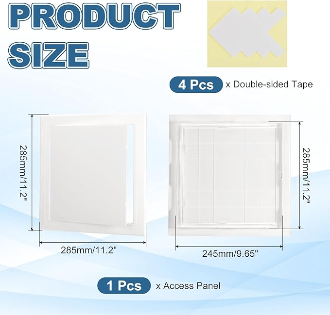PATIKIL Access Panel for Drywall 10x10 Inch, 1 Set ABS Plastic Wall Hole Cover Access Door with Double-Sided Tape for Wall Ceiling Electrical, White