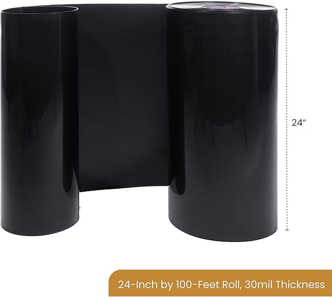 DeepRoot Water Barrier, Versatile Bamboo Barrier, Easy-to-Install Garden Barrier for Landscaping and Protection, Durable, Flexible, 24" x 100' Roll-30 mil Thickness, Black (WB 24/30-100)