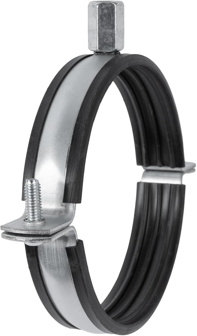 5" Inch Galvanized Pipe Hanger with Rubber - Conduit Mounting Clamp - Tube Brackets - Pipe Clamps - Tube Wall Mounting Bracket Clamp - Rigid Conduit Holder - PVC and Metal Pipe Attachment Hanger