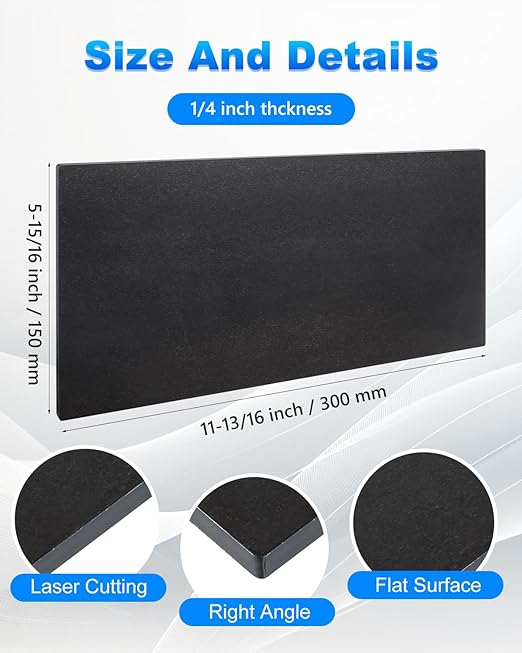 Rocaris 4 Pcs 6 X 12 X 1/4 Inch A36 Steel Plate Hot Rolled, Steel Base Plate for Construction Boards, Structure Support, Weldable Square and Industrial