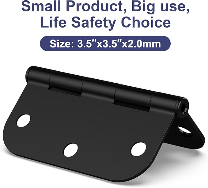 18 Pack Rounded Matte Black Door Hinges, 3.5 x 3.5 Inch Hinges with 5/8" Radius Corners, Durable and No Squeak Hinges, for Home Interior, Exterior Doors and Commercial Use