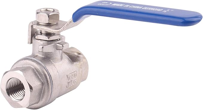 DERNORD Full Port Ball Valve Stainless Steel 304 Heavy Duty for Water, Oil, and Gas with Blue Locking Handles (1/4" NPT)