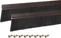 uxcell 2Pcs Door Brush Bottom Sweep H-Shape Aluminum Alloy Base with 2.4-inch PP Brush for Home, Industrial (47-inch L, Brown)