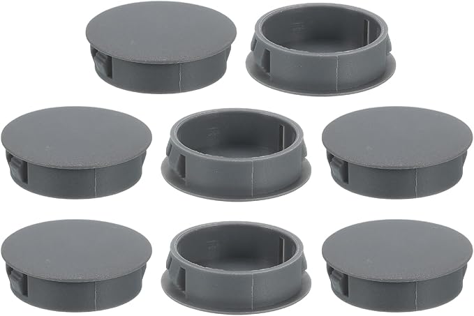 uxcell 8Pcs 35mm(1-3/8") Nylon Hole Plugs, Flush Type Panel Round Snap in Fastener Knockout Locking Plugs for Furniture Insert End Caps Panels, Gray