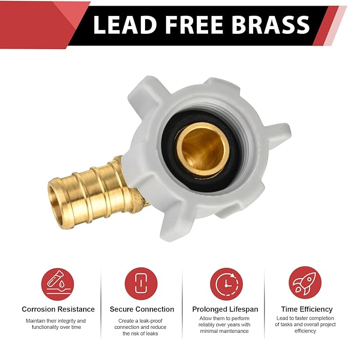 100-Pack EFIELD Pex 1/2" X 1/2" Female NPT Swivel Elbow Brass Crimp Fittings, ASTM F1807,(PEX1807208-100PCS)