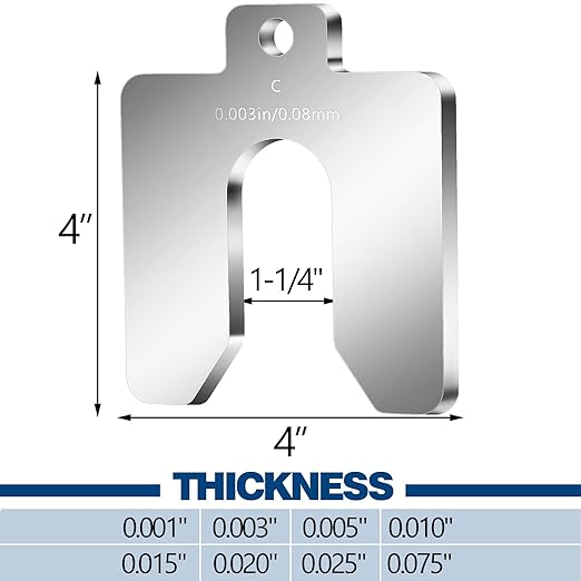 Shimeyao 80 Pcs Size C 4" x 4" Stainless Steel Slotted Shims Kit Metal Shims Stock for Leveling Assortment with Storage Box for Machinist Motor Door Shop Kit Replacement Pack
