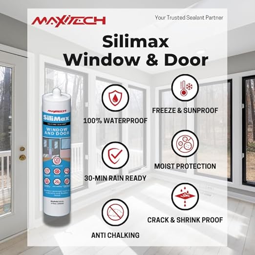 Window & Door – 100% Silicone Caulk White, Window Seal, RTV Silicone Sealant Indoor & Outdoor Caulking Weatherproof Adhesive – 9.5 oz Cartridge, 12-Pack (12 Pack, 12, Count)