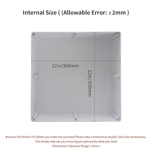 12" x 12" x 6" ABS Plastic Dustproof Waterproof Box IP65 Junction Boxes Project Junction Conduit Box for Electrical Outdoor Enclosure