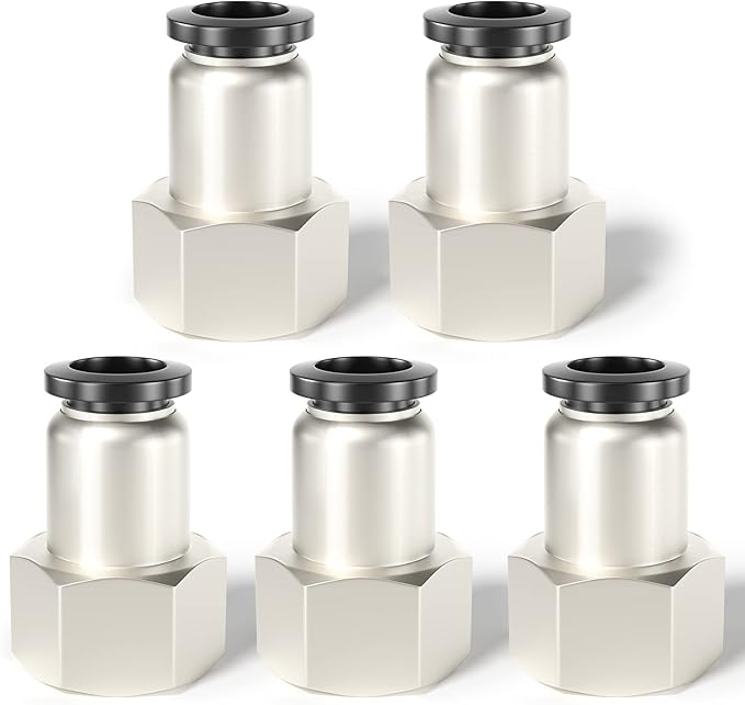 TAILONZ PNEUMATIC Female Straight 1/2 Inch Tube OD x 3/8 Inch NPT Thread Push to Connect Fittings PCF-1/2-N3(Pack of 2)