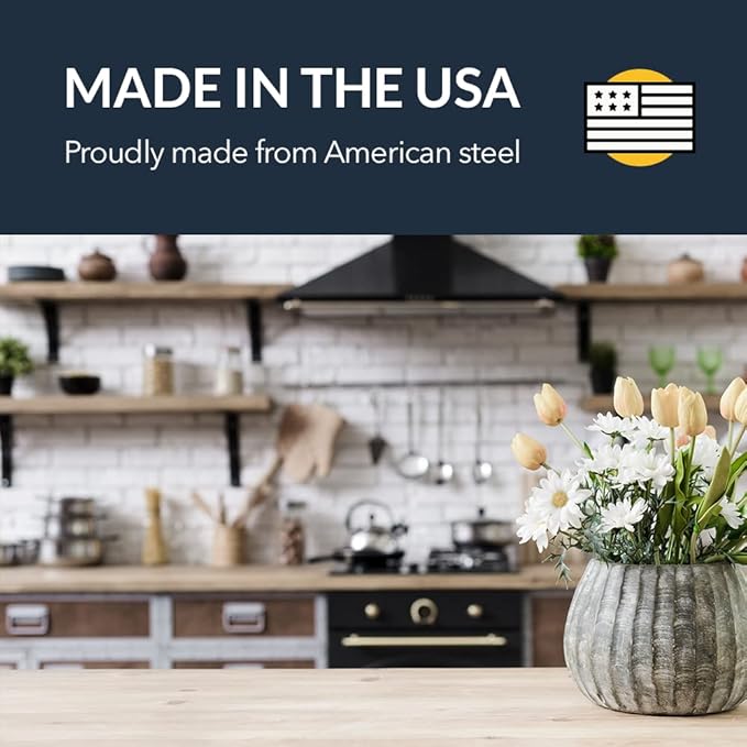 Iron Supports Universal Heavy-Duty Commercial Bracket - Industrial Support Brackets - Steel Mounting Bracket for Shelves, Vanities, Buffets, Desks (White - 12" Deep x 8" High, Left Hand)
