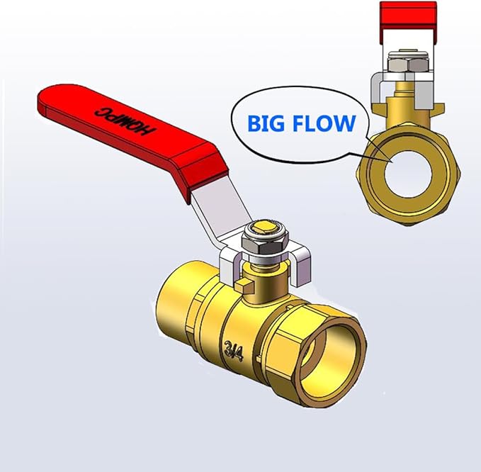 HQMPC Garden Brass Shut Off Valve Ball Valves 3/4" GHT Hose Shut Off valve Hose Valves Big Fllow 2Pcs Long Handle