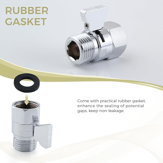 Water Flow Control Valve, Solid Brass Shower Head Flow reducer, Chrome