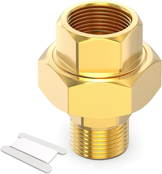 GASHER 1PC Brass Union，3/8" NPT Male x 3/8" NPT Female Pipe Fitting