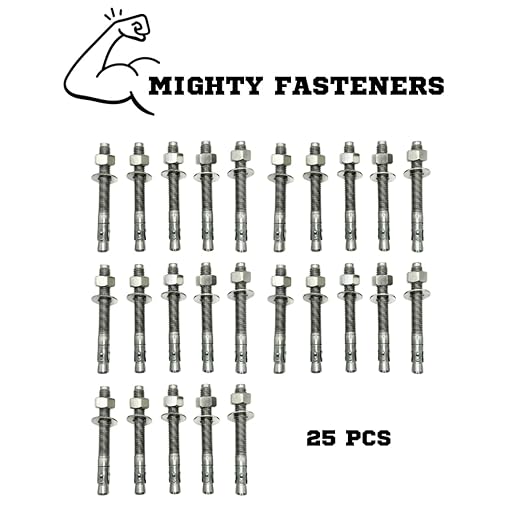 Wedge Anchors – Heavy-Duty 304 Stainless Steel Expansion Bolts for Concrete & Masonry, Rust-Resistant & Durable - 5/8" X 5-1/2" - 25 Pack