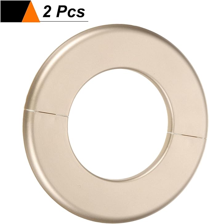 HARFINGTON 2pcs Wall Split Flange 78mm/3.1" Self-Adhesive Plumbing Cover Plates ABS Plastic Round Escutcheon Plate Buckle Design for Water Pipe Bathroom Kitchen Decoration, Gold Tone