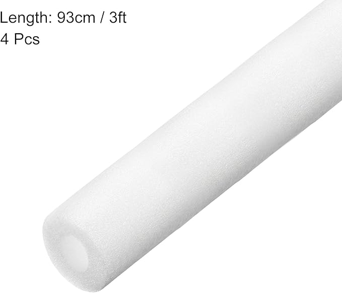 MECCANIXITY 4pcs Pipe Insulation Foam Tube Pipe Lagging 25mm(1 Inch) ID 45mm OD 3ft Freeze Protection for Copper Pipe, White