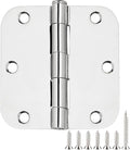 Polished Chrome Door Hinges 3.5 Inch 3 Pack Indoor 3 1/2 Inside Interior Door Hinge Pantry Laundry Basement Bedroom Door Hinges Flat Iron Bifold Residential Stardand Rounded Door Hinge 5/8" Radius