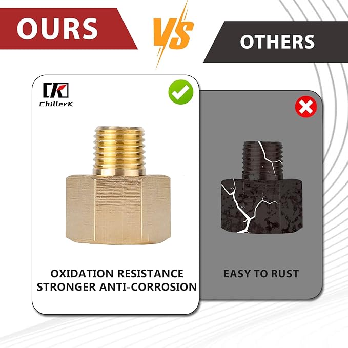 Hex Couplings, 1/4" x 3/8" NPT Male To Female Brass Hex Nipple Adapters, Brass Pipe Extension Fittings for Oil/Air/Water/Gas Systems. (2 Pack)