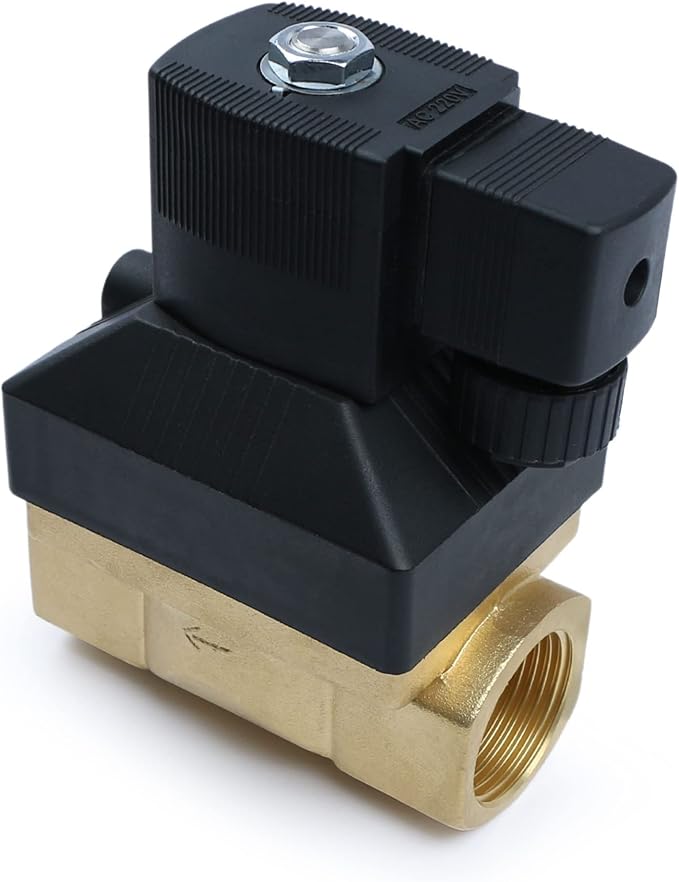 U.S. Solid 3/4" High Pressure Solenoid Valve, 12V DC, Brass, 50 bar, 300°F - Heat-Resistant, High-Pressure Valve for Industrial Use, Water, Gas, Oil and Fluid Control