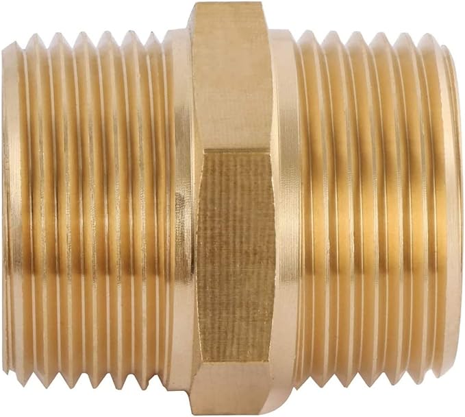 2PCS Brass Nipple Fitting 1" x 1" NPT Male Hex Adapter by CX WONDERLAND