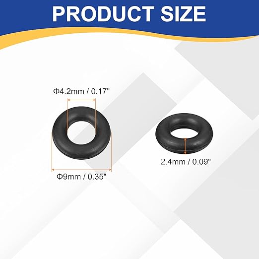 HARFINGTON 50pcs Nitrile Rubber O-Rings 9mm OD 4.2mm ID 2.4mm Width Metric Buna-N NBR Sealing Gasket Plumbing Sealing Repair O Rings for Car Auto Vehicle Repair Faucet Air Gas